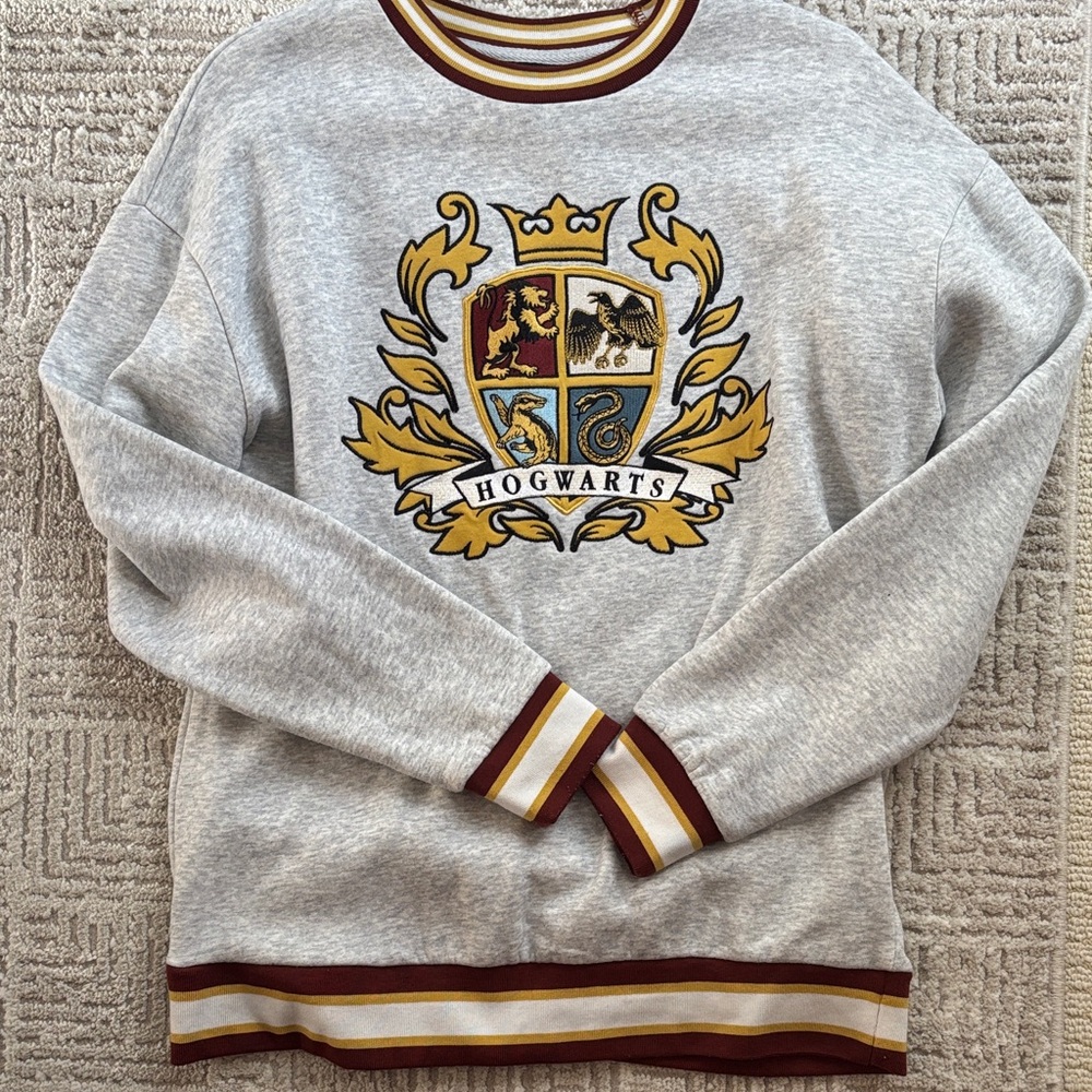 Hogwarts Crest Gray Crewneck Sweater